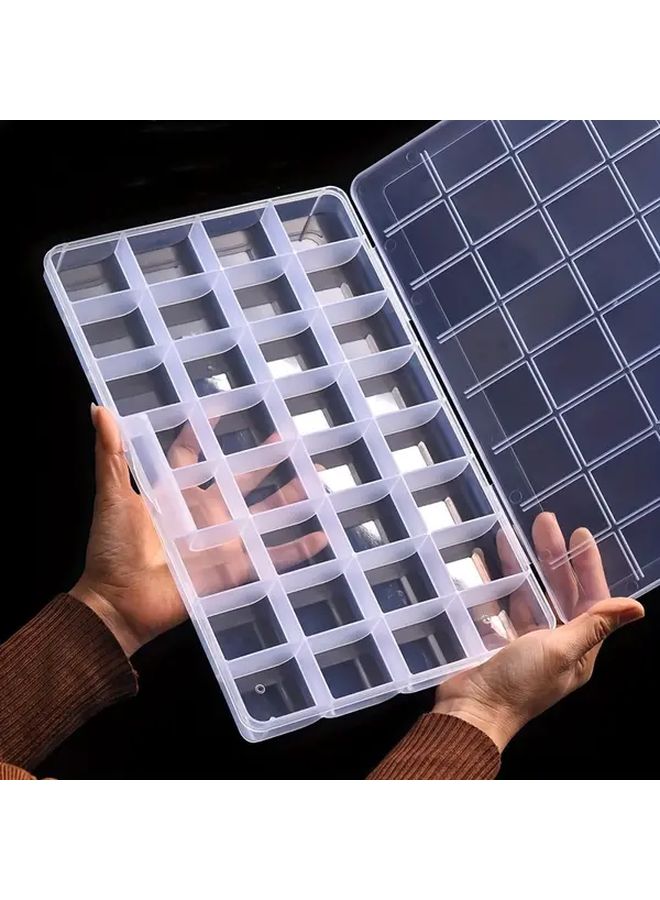 32 Grid Plastic Storage Box With Lids 32 Compartment Transparent Organizer Double Button Design - Image 1